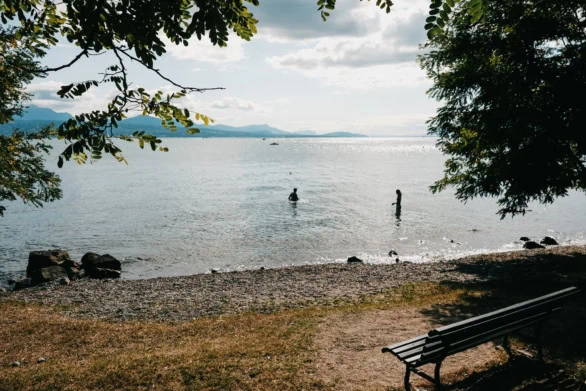 Swimming in Lake Geneva near Lausanne, Switzerland