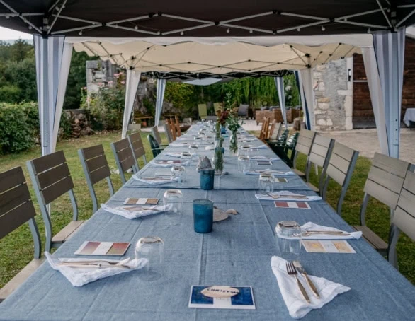 Elegant Outdoor Dining Under a Canopy