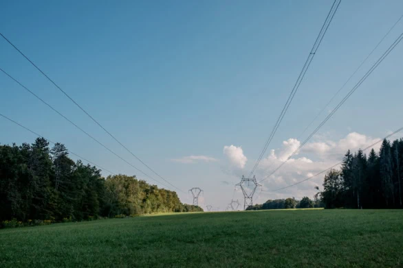 Power Lines Crossing Rural Landscape