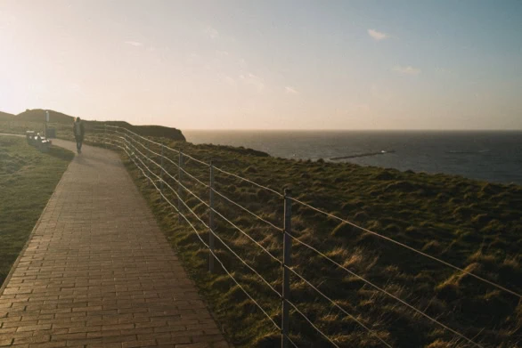 Coastal Walkway in the Evening Sun, Helgoland, Germany