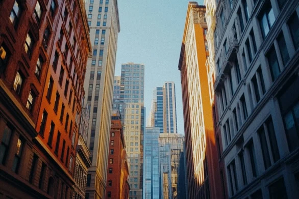 Tall Modern Skyscrapers Surrounded By Historical Buildings In Ur