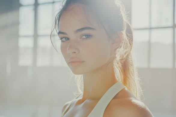 Young Woman in Sportswear Posing Confidently During Morning Ligh