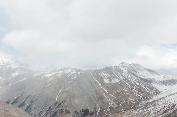 A snow-capped mountain range