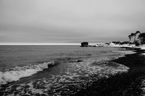 Black and White Winter Coastline in Liepāja