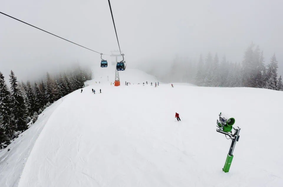 Snow-covered slopes in Saalbach, Austria, delight winter sports