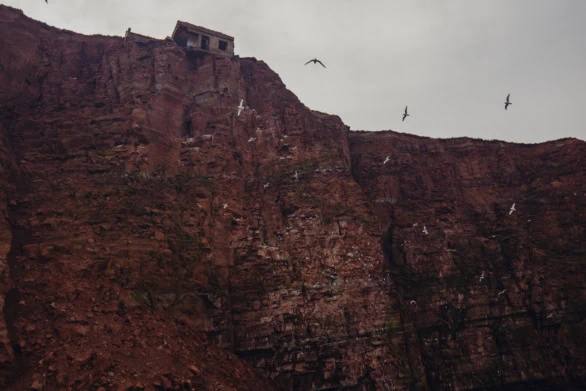 Steep Cliffs and Abandoned Bunker on Helgoland