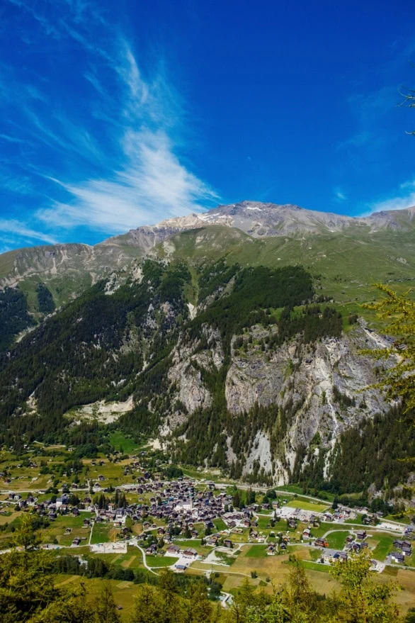 Aerial View of Les Haudères Village in Val d’Hérens, Switzer