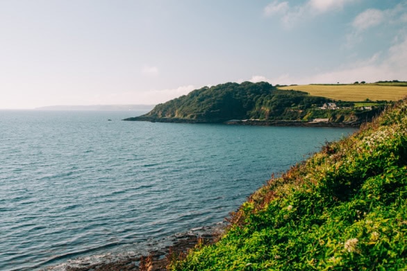 Scenic view of Falmouth coastline in Cornwall during daytime