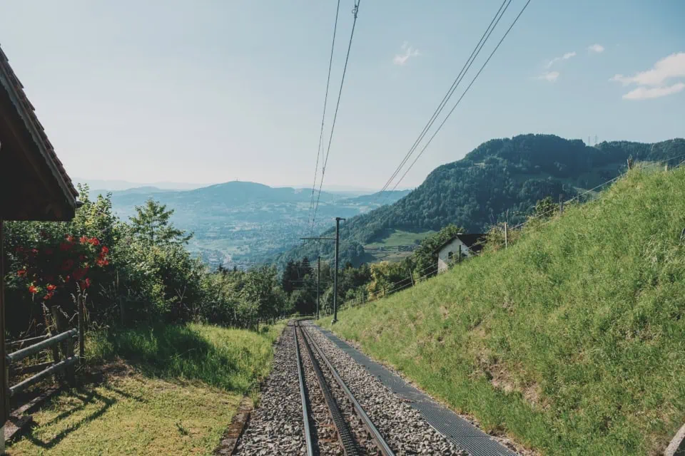 Narrow gauge railway in the Swiss Alps