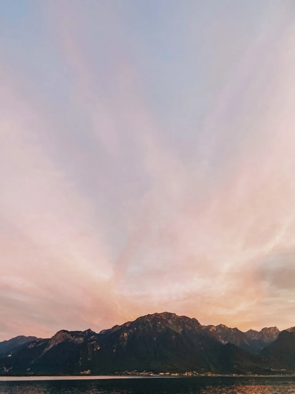 Mountains at Dusk with Pink Sky
