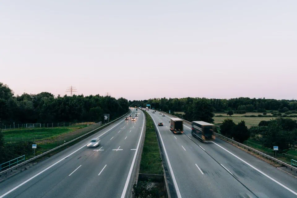Traffic flows smoothly on the autobahn in Hamburg, Germany