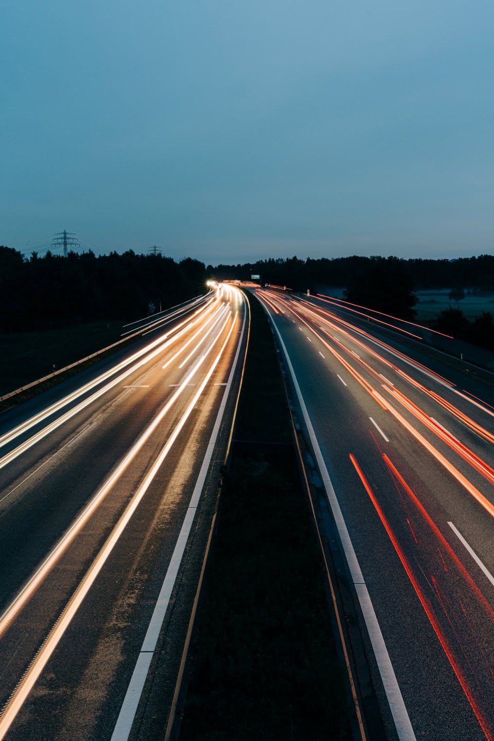 Traffic flow at twilight on an autobahn near Hamburg
